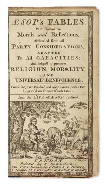 AESOP. Aesop’s Fables. With Instructive Morals and Reflections . . . design’d to promote Religion, Morality, [etc.].  1753